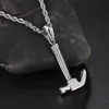 Fantastici regali Ciondolo a martello in fusione di acciaio al titanio freddo Gioielli da uomo Collana in argento catena 4mm * 22 "Catena di corda