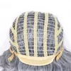 Woodfestival Grandmother Grey Wig Ombreショートウェーブの良さの総合的な髪のウィッグの巻き毛のアフリカ系アメリカ人女性耐熱性繊維ブラック