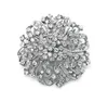 Broche Vintage plaquée argent rhodié, strass clairs, cristal, diamant, Bouquet de fleurs de mariage