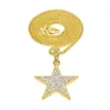 New Bling Bling Gold Star Pendant Necklace Hiphop Long Chains Necklaces for Men Women Punk Jewelry Gifts3141