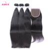 Brasilianisches reines Haar, Bundles und Top-Spitzenverschluss, unverarbeitet, 8A, brasilianisches, gerades Remy-Echthaar, mit Verschluss 8358872