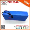 Big Power 2880W 72V Electric Bike Battery 25Ah Ebike Lithium Batetry Pack in 26650 Cell Li Ion Batetry 40A BMS 2A Charger