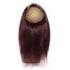 Virgin Peruvian Borgonha Human Hair 3Bundles com 360 Frontal 4pcs Lote Straight 99J Wine Red 360 Lace Fechamento com Extension4375211