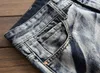 Hombres Vintage Straight Jeans Moda Trendy Light Wash Pantalones largos Primavera Otoño Invierno Ropa Pantalones