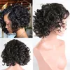 Bella Hair Roll Curly Side Part Bob Full Lace Wig Human Hair Glueless Lace Frontal Wig Pre Plucked Ready to Go Short Wave Wigs For Women Hair Goal Amazing 200% Density