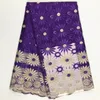 Tissu 5 Yards/pc nouvelle mode bleu royal et or fleur design français net dentelle tissu africain maille dentelle pour vêtements de fête BN534