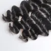 Cabelo virgem humano de ondas profundas solto brasileiro com fechamento de renda 4x4 nós descoloridos 100 g/pc cor natural trama dupla extensões de cabelo