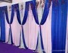 3m 6m 10ft 20ft isilkbröllop Bakgrundsgardiner med silverpaljetter Swags Celebration Stage Satin Curtain Drapig äktenskap Decora212b