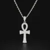 Pendant Necklaces Hiphop Egyptian Ankh Key necklaces Gold Silver Bling Rhinestone Crystal Crucifix Pendant Necklace For mens Hip Hop Party Jewelry6177040