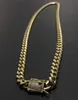 Mens 18K Gold Tone 316L Stainless Steel Cuban Link Chain Necklace Curb Cuban Link Chain with Diamonds Clasp Lock 8mm/10mm/12mm/14mm/16mm/18m