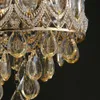 Vintage K9 Crystal Chandelier Tradicional Chandelier de Ouro Iluminação Bohemian Crystal Chandelier Lâmpadas de suspensão para Hotel Sala de estar