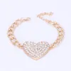 Women Jewelry Sets Romantic Heart Love Crystal Statement Chokers Necklace Earring Ring Set For Bridal Gold Color Wedding Dress