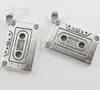 Cassete fita encantos pingentes para jóias fazendo pulseira colar diy acessórios 23x16mm antique prata 50 pcs
