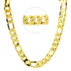 الصلبة 12MM فيجارو رابط سلسلة 24 كيلو الذهب الأصفر معبأ رجل إمرأة قلادة 24 "95G الأزياء والمجوهرات