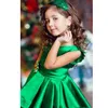 Nueva llegada Emerald Green Girls Pageants Vestidos High Princess Flores Vestidos para niñas para bodas Vestido de comunión para niños encantadores