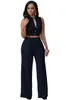 Europe America pure cardigan double pockets round collar sleeveless jumpsuits suit women have belt Support mixed batch