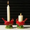 Bougeoir en céramique Bird Garden une paire Prix Christmas Series Red Series Christmas Color Birds Pilier Bougies