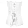 QUENTE! Espartilhos De Couro falso Sexy Corselet Mulheres Preto Branco Osso Bustier Espartilho Com Arco + G-string Set Lingerie Cintura Traine Corpo