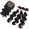 Closure with Straight 3 Hair Extensions Body Wave Bundles and Lace Closure Brazilian Malaysian Peruvian Indian Mongolian Virgin Human Hair