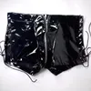 Atacado- 2017 Men's Black Sexy Sexy Latex PVC Shorts Homens Patent Leather Micro Mini Shorts Pole Dance Hip-Hop Cordão HotPants