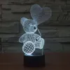 Creatieve kleurrijke verlichting effect verbazingwekkende 3d optische illusie schattige beer spelen ballonnen decoratie touch schakelaar nacht licht bureaulamp