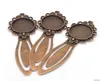 30pcs/lot Antique Bronze Cameo Flower Steel Bookmarks 20mm Round Cabochon Settings Jewelry Blank Charms 28x83mm