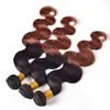 Ombre Brazilian Human Hair Extensions Two Tone Color 1B 33 Dark Brown Hair Extensions Peruvian Human Virgin Hair Bundles Hoeny Blonde