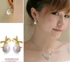 Nieuwe Mode 18K Vergulde Witte Parel Waterdrop Parel Oorbellen Oostenrijkse Kristallen Oorbellen Voor Vrouwen Whole6302941