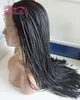 Syntetisk hårlåda Braid Lace Front Wigs Värmebeständig full hand flätad Glödig peruk för svarta kvinnor Gratis frakt