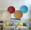 Coloré LED Pendentif Éclairage Fibre Boule Suspension Lumière Restaurant Éclairage Rotin Champ Pâtes Boule E27 Lumière pour Bar Café Salle