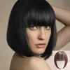 New Full Density Lace Hair Closure Straight Hair Extension Silk Base Short Bob Cut Hairstyle Free Part Clip in Hair Toupe