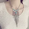 Partihandel-Bohemian Long Tassel Halsband Kvinnor Boho Gypsy Coin Turkos uttalande Necklacpendants Fashion Turkish Smycken Collier Femme