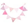3 pezzi/lotto striscioni in tessuto di cotone rosa decorazioni per decorazioni per matrimoni, ghirlande, decorazioni per feste di compleanno per ragazze