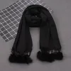 Classic Women Faux Cashmere Solid Scarf Kaninpäls Pom Pom Scarves Med Tassel Vinter Varm Wrap Sjal