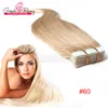 Greatremy® PU pele trama do cabelo Tape extensões do cabelo virgem brasileiro fita em linha reta na extensão do cabelo humano (9 cores disponíveis)