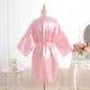 Großhandel - Top Verkauf Sommer Damen Kimono Mini Robe Rosa Kunstseide Badekleid Yukata Nachthemd Nachtwäsche Pijama Mujer One Size Msj011