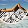 Rodada Toalhas de Praia Mulheres Biquíni Xale Mandala Bohemian Borlas Toalha De Praia Algodão Serviette Cover up Swimsuit Beachwear Cobertor Mat