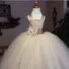 vintage pizzo rustico champagne Girl Pageant Gowns cinghie di spaghetti soffici tulle ball gown Flower Girl bambini / bambini vestito per matrimonio