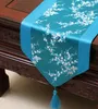 Patchwork elegante longo Runners tabela do damasco para o casamento das flores de cerejeira de luxo de cetim de seda tabela toalha de mesa de jantar Mat Placemat 230 x 33 cm