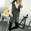 Wholesale- 2016 New spring autumn sweater women 4 solid colors V-Neck knitted pullovers Vest Dress long section all-match korean womens