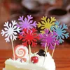 Cake Toppers Glitter Snowflake Cartes de papier Bannière pour Cupcake Wrapper Cuisson Cuisson Cuisinière Anniversaire Tea Party Décoration De mariage Douche de bébé