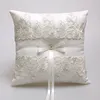 2019 New Wedding Ring Pillows Beige Satin & Lace Ring Bearer Pillows for Wedding Anniversary 21cm*21cm Custom Made