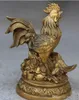 6 "Chine Bronze Laiton fengshui animal Coq Coq Poulet yuanbao richesse statue