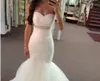 Sexy Mermaid Wedding Dresses Ivory Bridal Gowns Strapless Sparkling Sash Sweep Train Wedding Gowns Lace-up/Zipper Back