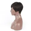 100 insan doğal saç ünlüsü Kısa katmanlı kesilmiş peruk siyah kadınlar için Afro -Amerikan kısa pixie kesim glueless bob wigs4689493