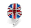 1.45 inch Wit Goud Toon Rhinestone Crystal British UK Vlag Poppy Union Jack Brochch Remembrance Day Pins