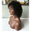 Encaracolado bob transparente frente do laço perucas de cabelo humano virgem malaio curto pixie corte peruca para preto feminino onda de água profunda perucas