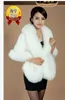 レザーグラス冬の温かい毛皮襟コートカシミアショールカーディガンルーズニットハイファッション女性の長い毛皮コート贅沢