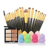 Wholesale- Makeup Sets 6 Colors Concealer Cosmetics+20 Makeup Brush + Make Up Sponge Puff Beauty Tools Kosmetika#121