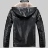 Atacado- Men Men Pu Leather Jackets 2022 Brand Plus Velve Casual Mens e Casos Hat de Inverno Afluente Jaqueta Couro